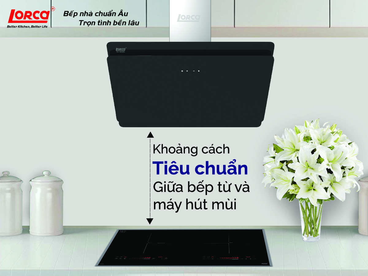 Khoảng cách an toàn giữa máy hút mùi và bếp từ